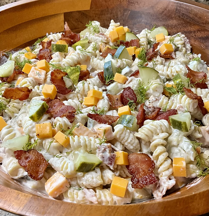 Dill Pickle Bacon Ranch Pasta Salad