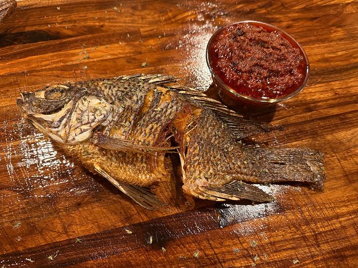 Whole Fried Tilapia, 2 Sides