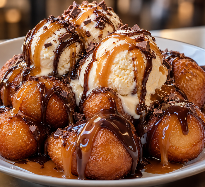 Bofrot (puff puff) and Vanilla Ice Cream