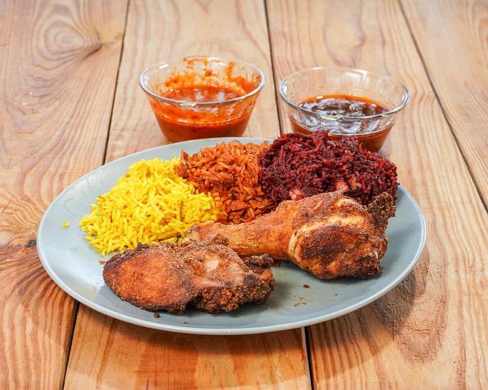 Fried Thigh, 2 Sides
