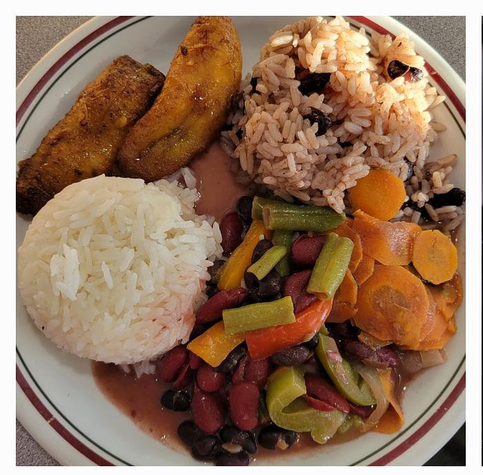 Three Beans: Black, Green and Kidney Beans, Bell Peppers and Coconut Sauce