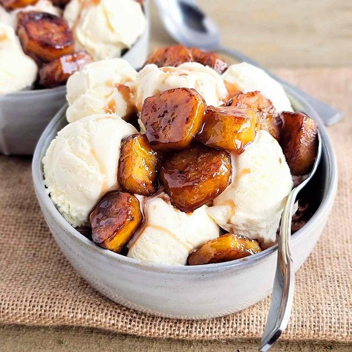 Fried Plantain and Vanilla Ice Cream