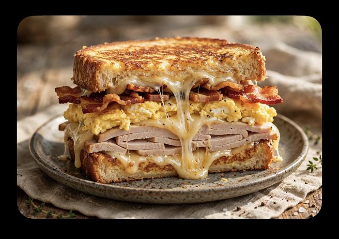 French turkey, bacon, egg, and cheese